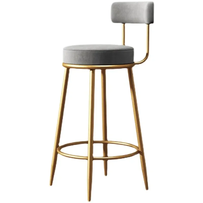 Scandinavian Bar Stool Modern Simple Gold Light Luxury Household Bar Stool High Chair Bar Chair Backrest Chair Iron Stools