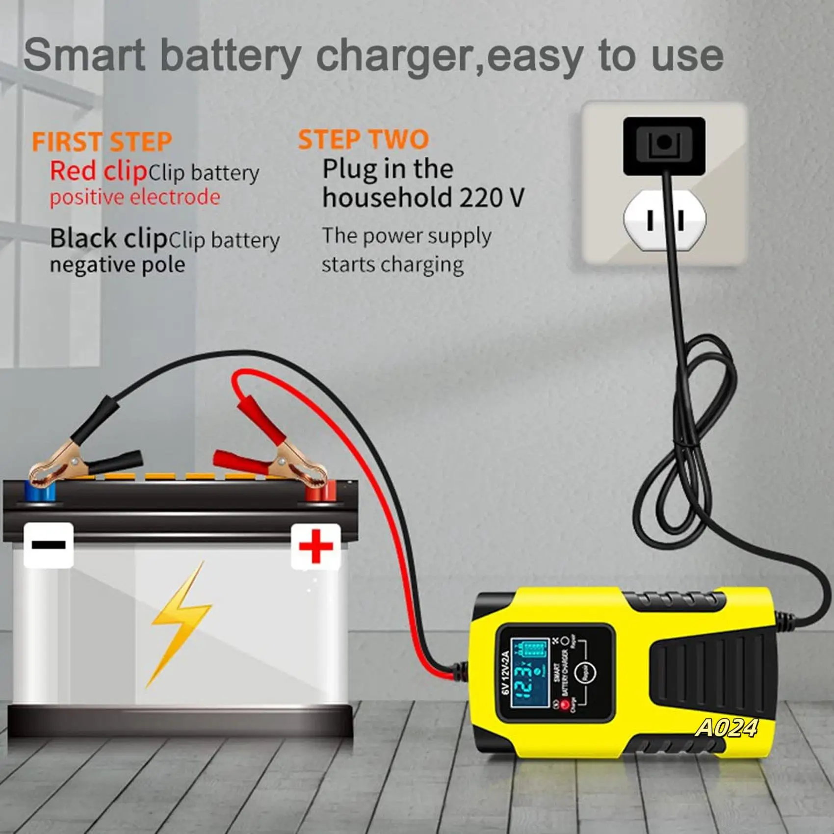 12V Battery Charger Maintainer 2A Automatic Smart Charger Portable Battery Repair And Desulfator For Car Truck