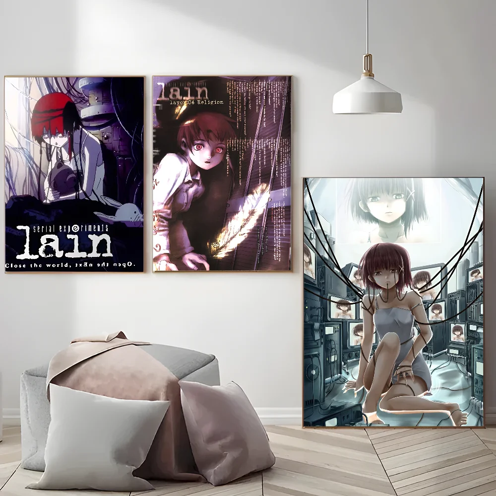Serial Experiments Lain Anime  Movie Sticky Posters Vintage Room Home Bar Cafe Decor Vintage Decorative Painting