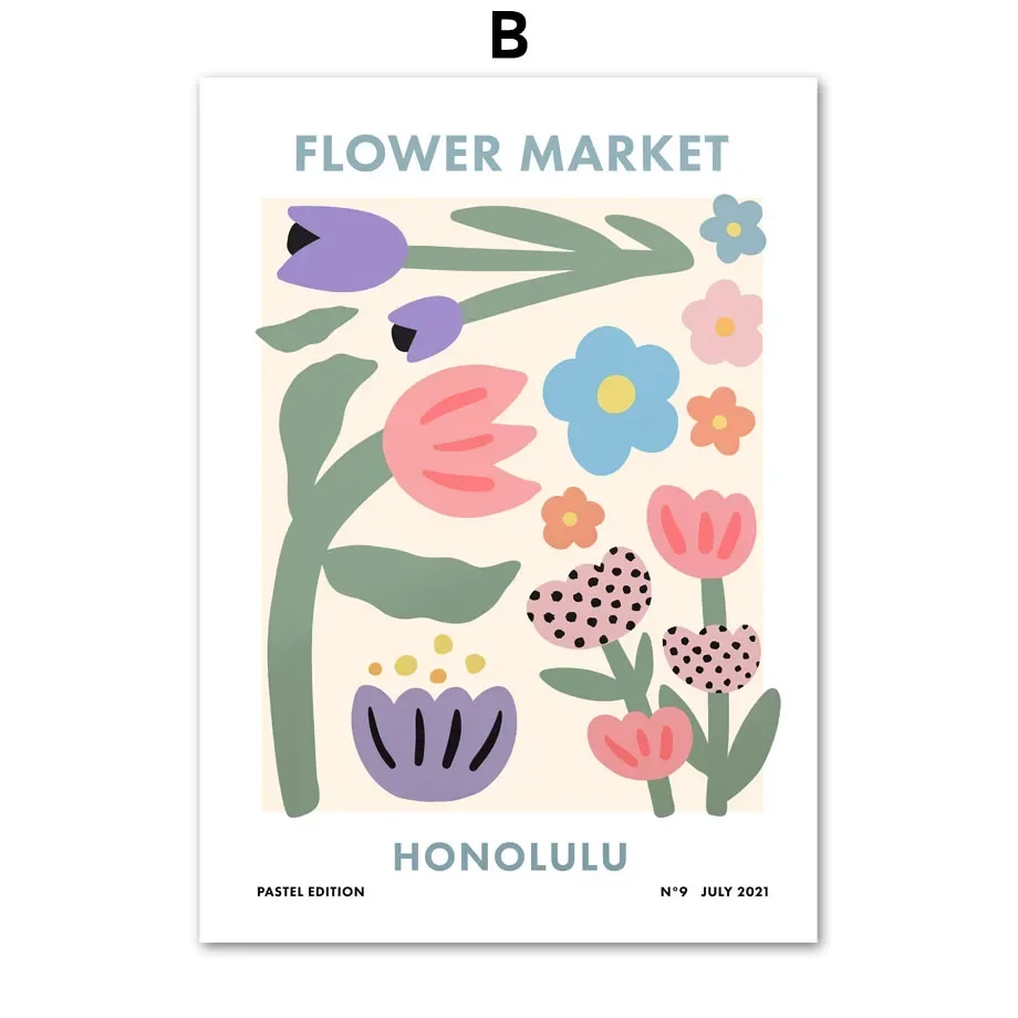 الكلاسيكية مجردة جدار الفن زهرة السوق بوهيميا HD قماش طباعة المشارك غرفة المعيشة المنزلي غرفة نوم اللوحة الزخرفية #5