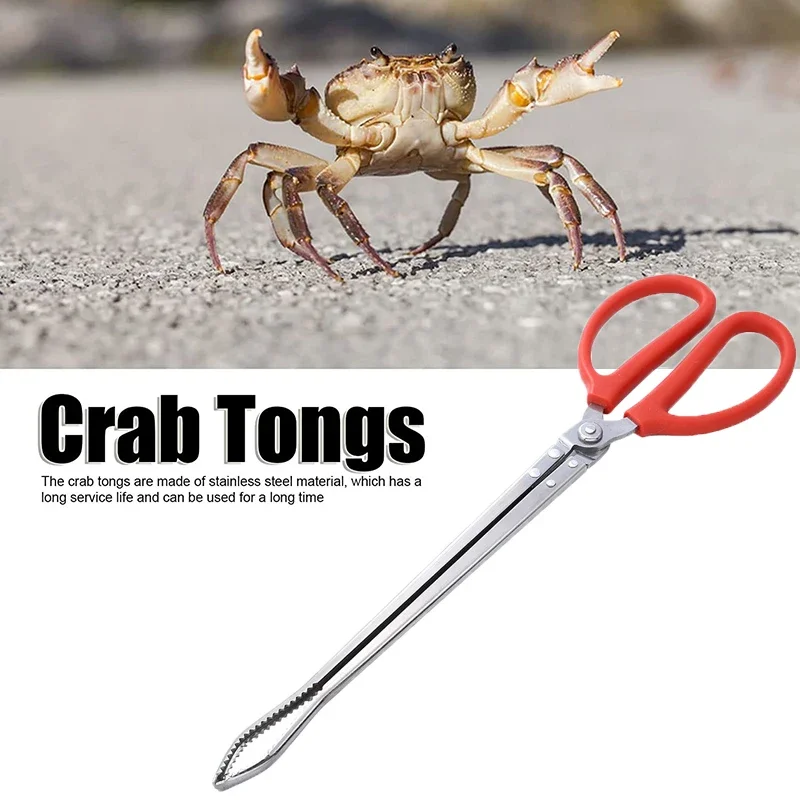 1pcs Stainless Steel Seafood Tongs Seafood Fishing Grabbing Food Service Charcoal Tongs Garbage Picking Family Outdoor Tools