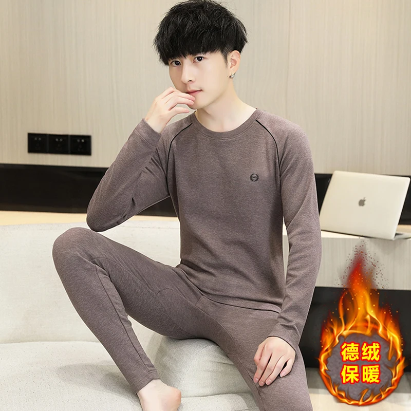 2025 sous-vêtements chauds hommes Double face résistant au froid apprêt près du corps vêtements intérieurs automne vêtements et pantalons ensemble pour hommes
