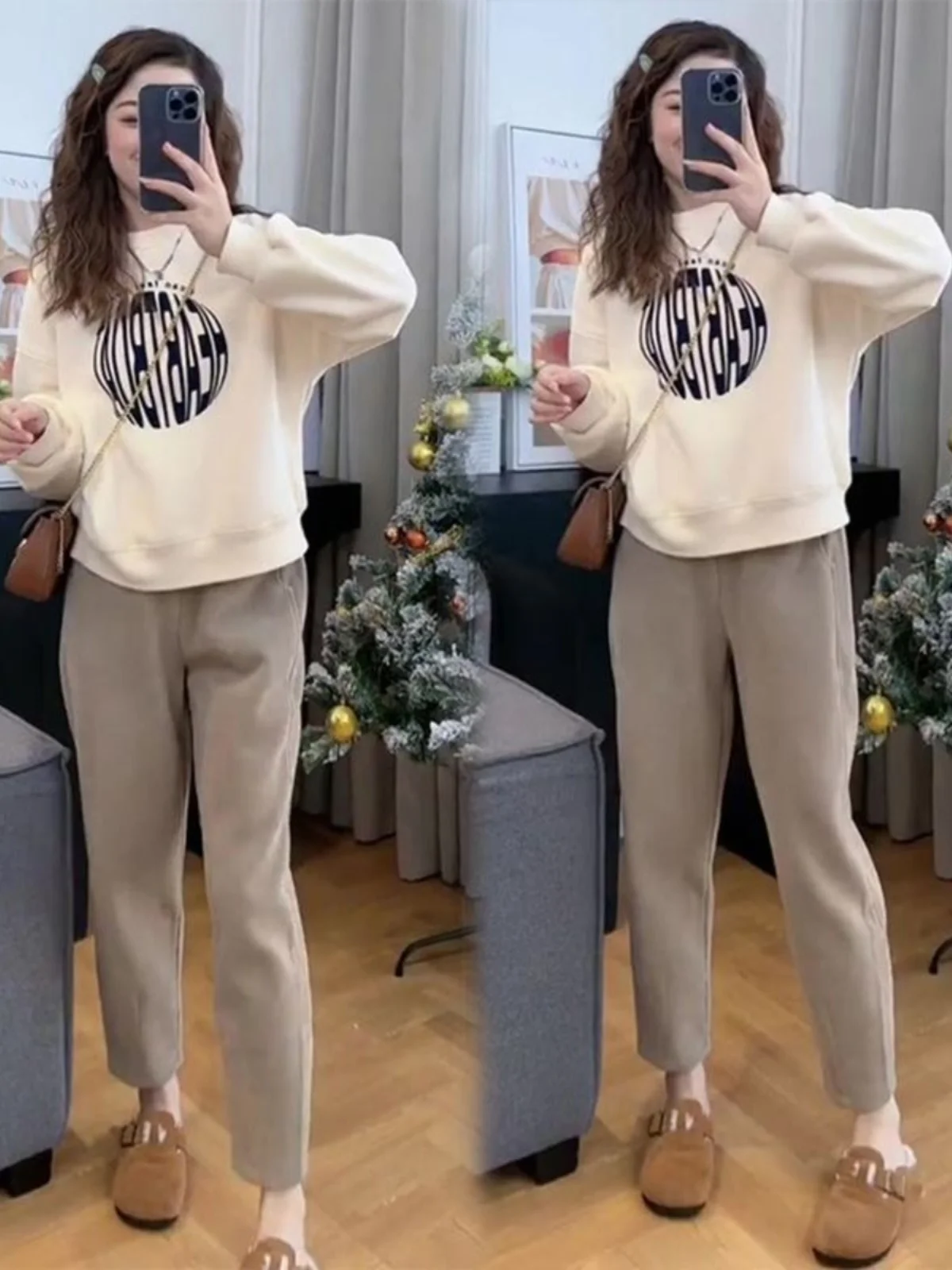 

Fashionable Slimming Casual Wear Set Autumn 2026 Small Size Nine-Piece Sweatshirt And Pants Combo for Young Women