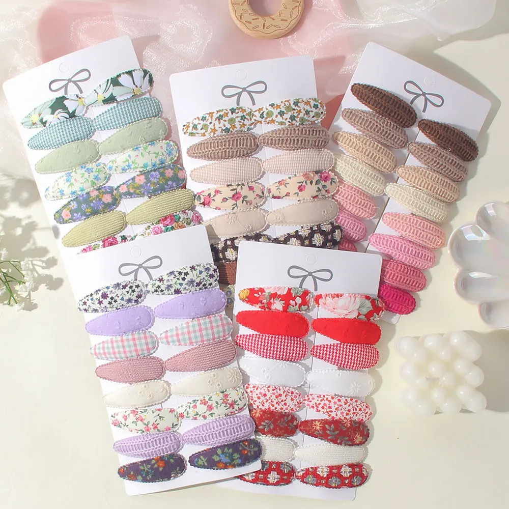 

16Pcs/Card Print Solid Color Hair Clips Handmade Bows Baby Girls BaBy Barrettes Hairpins Flower Print Hairgrips Kids Accessories