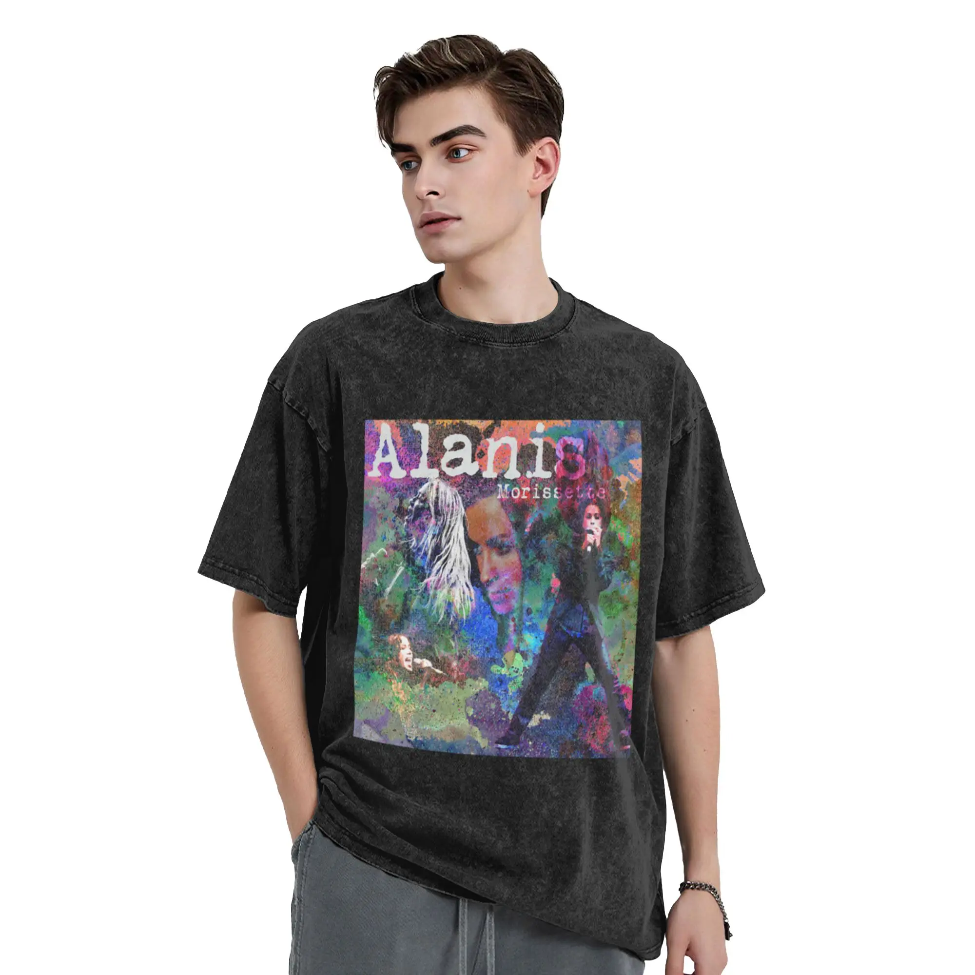 Alanis morissette grunging Unique Trendy A Washed T Shirt Men's Women's Oversized Cotton Tees Tops