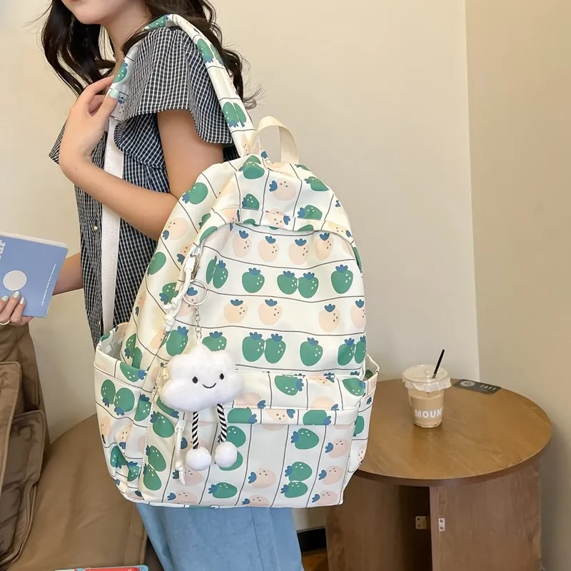 

Women Backpack Waterproof School Bag For Teenager Girl Simple Flower Print Student Bookbag Rucksack Cute Female Travel Bagpacks