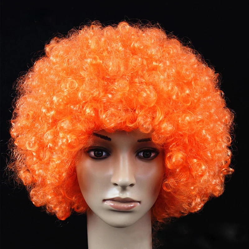 Frauen lockige Cosplay Perücke kurze gewellte lockige Haare bunte synthetische Perücke für tägliche Party Männer Fußball Fan tragen Kinder Perücken – Detail 15