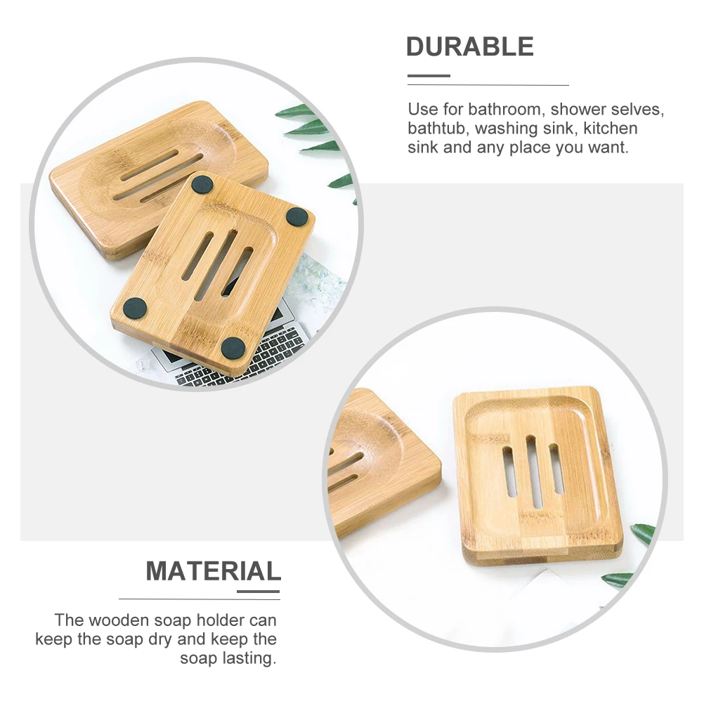 

3pcs Wooden Holder Bathroom Tray Draining Stand Water Drainage Dish Wood Soap Rest For Bathroom Kitchen Bathtub Sink