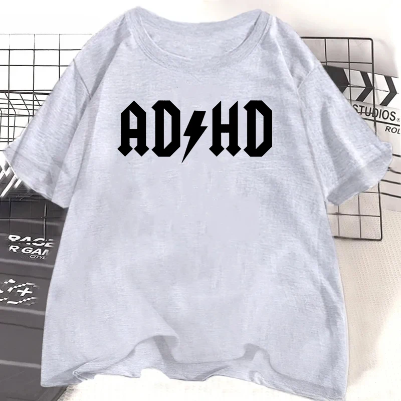 Adhd Printed Pattern T-shirts Summer Women Casual Fashion Minimalist Tops Streetwear Y2K Oversize O-Neck Short Sleeve T-shirts