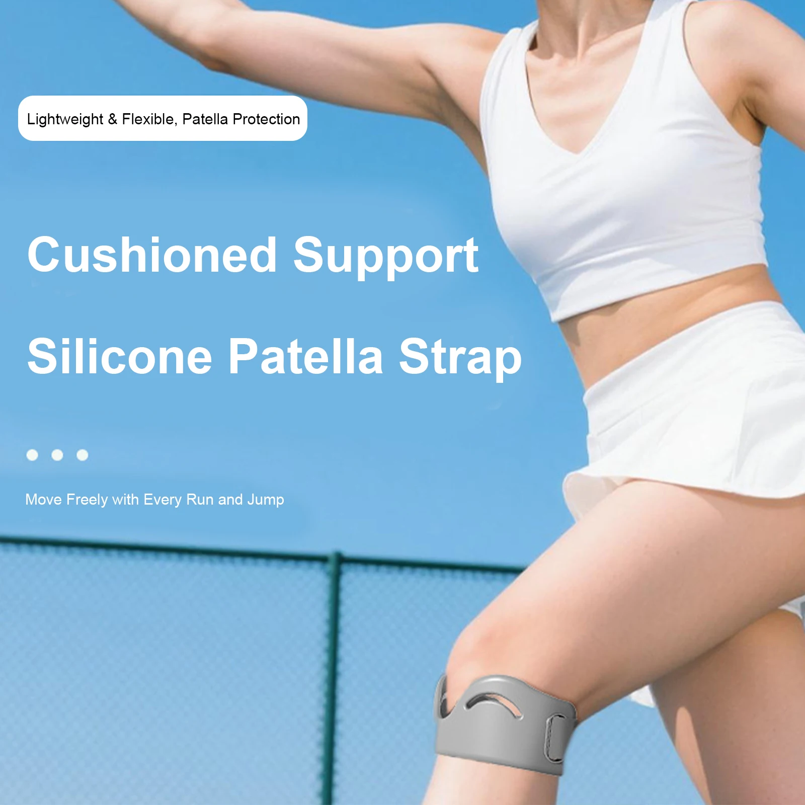 2 PCS Silicone Knee Brace Non-Slip Adjustable Knee Patella Band Strap Lightweight Patellas Band for Tendonitis Osgood Schlatter