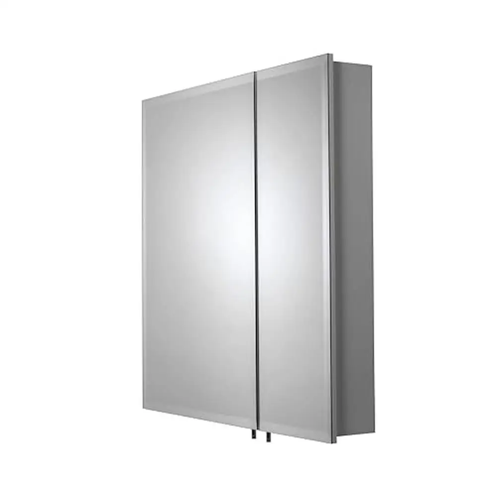 Shawdon-armario bi-view de doble puerta, organizador de almacenamiento de baño de acero blanco, estante ajustable, estantes internos de forma cuadrada, 30x30