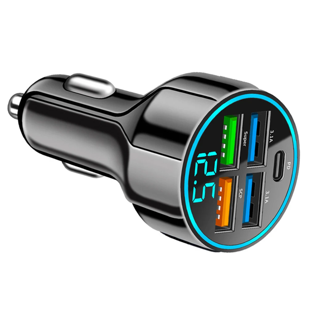 5-in-1 MultiPort Car Charger With 4 USB And PD Ports For Fast Charging For SCP/ For QC3.0: 5V/3A Interior Parts