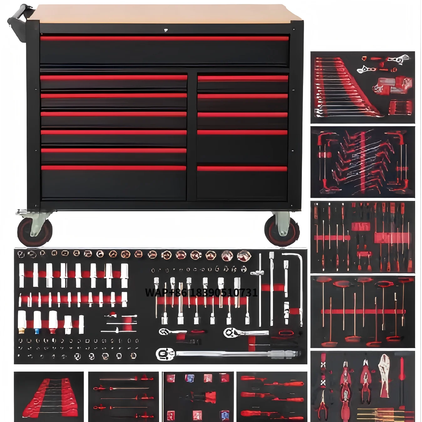 

471pcs Durable Heavy-Duty Metal Tool Trolley Auto Repair Cart 7 Drawers for Garage Warehouse Workshop Customizable Tool Chest