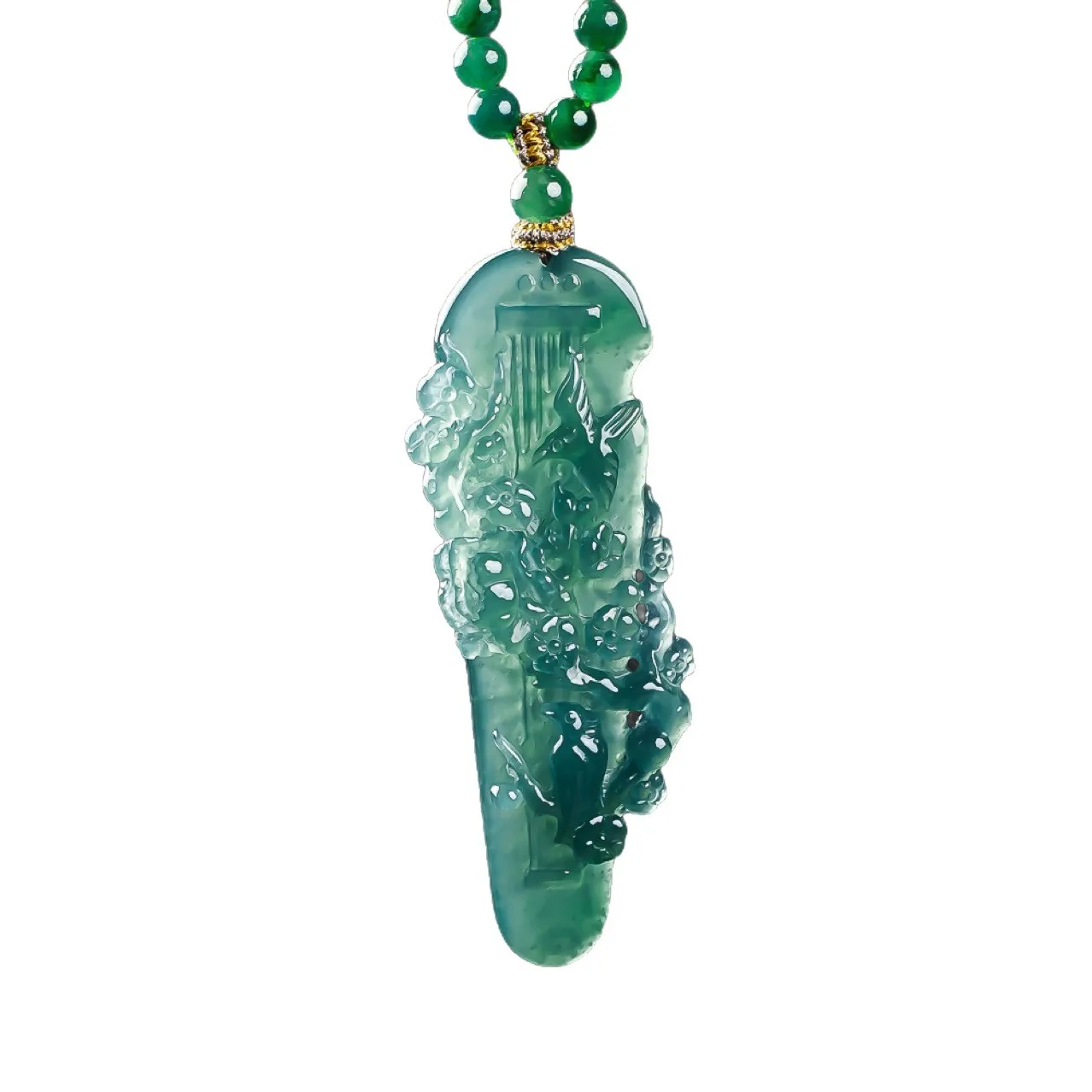 High-end Natural A-grade Jadeite Blue Water Mountains and Rivers Magnificent Landscape Brand Waxy Pendant for Men and Women