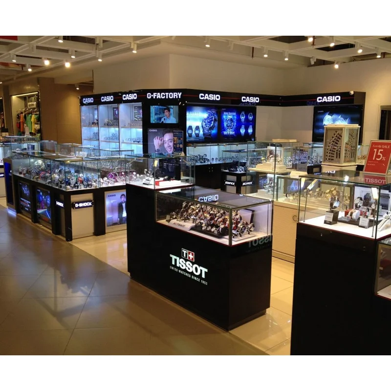 

Custom, fashionable watch showcase with LED lighting high quality watch furniture retail boutique watch display cabinet