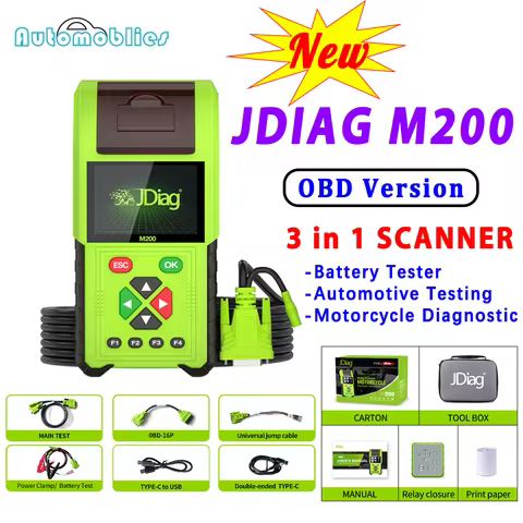JDiag M200 Motorcycle Diagnostic OBD2 Scanner Moto Fault Code Reader Battery Tester Motoscan Tool For BMW Yamaha Kawasaki Honda