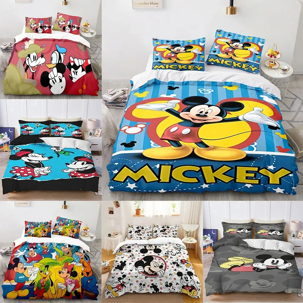 Cartoon Bedding Sets Mickey And Minnie Mouse Bed Cover Duvet Cover Pillow Case 2-3 Pieces Sets Home Decor