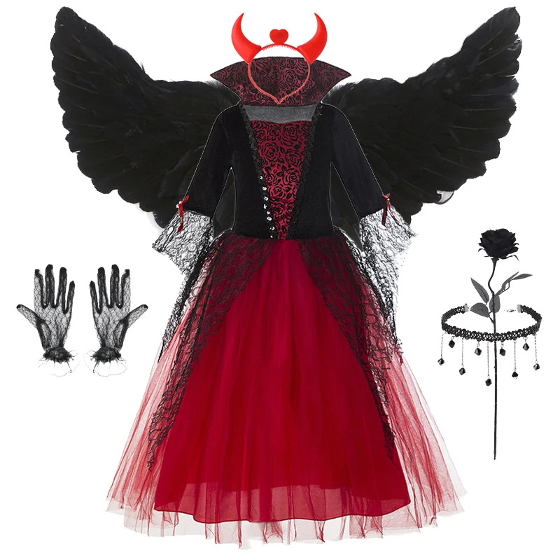 Witch Little Red Riding Hood Halloween Dress Ghost Bride Cosplay Vampire Costume Carnival Party Clothes for Boys and Girls