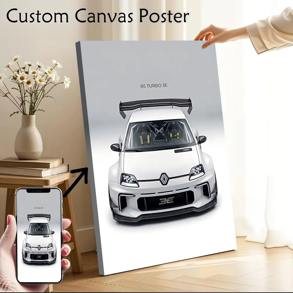 French Car R5 Turbo 3E Front View Canvas Poster Customizable Printed Canvas Painting Wall Art for Fans Modern Home Decoration
