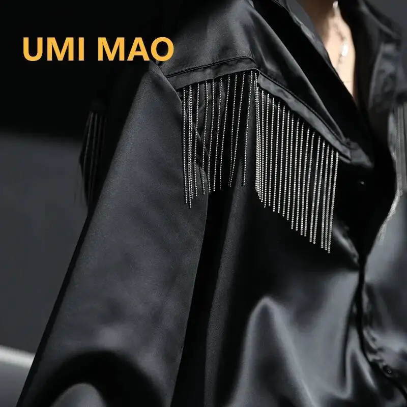 

UMI MAO Yamamoto темный топ ветровая ниша самодельная металлическая кисточка панк мотоциклетная рубашка с длинными рукавами куртка женская Y2K
