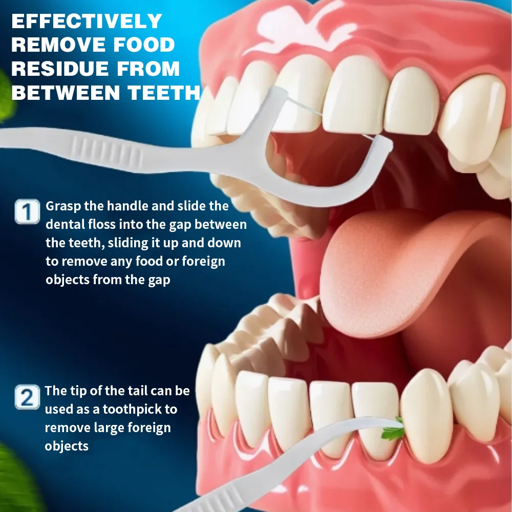 Smooth Mint Floss Stick - Cleaning interdental care for oral health, suitable for daily cleaning of food residue between teeth