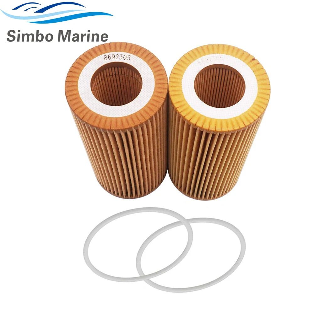 2 Pcs Oil Filter Element & Seal for Volvo Penta V6 V8 D3 4.3 5.0 5.7 8.1 L Models Engines 501022S 9-57820 35-57820 18-8003-2