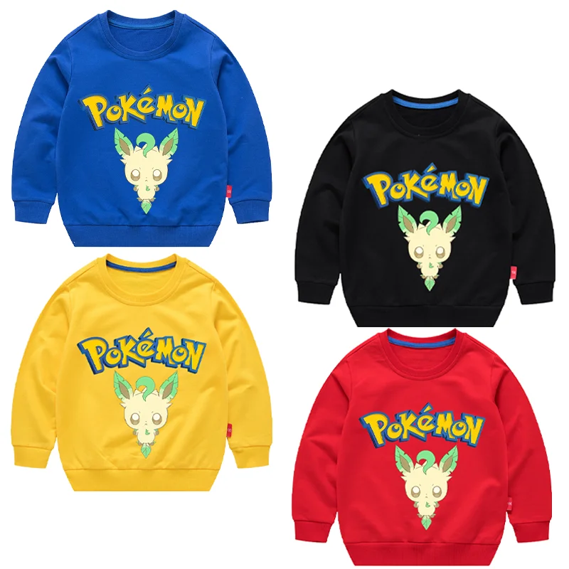 

Popular Anime Eevee Leafeon Cartoon Pattern Children's Round Neck Long Sleeved Jacket Suitable for Both Boys Girls Comfortable