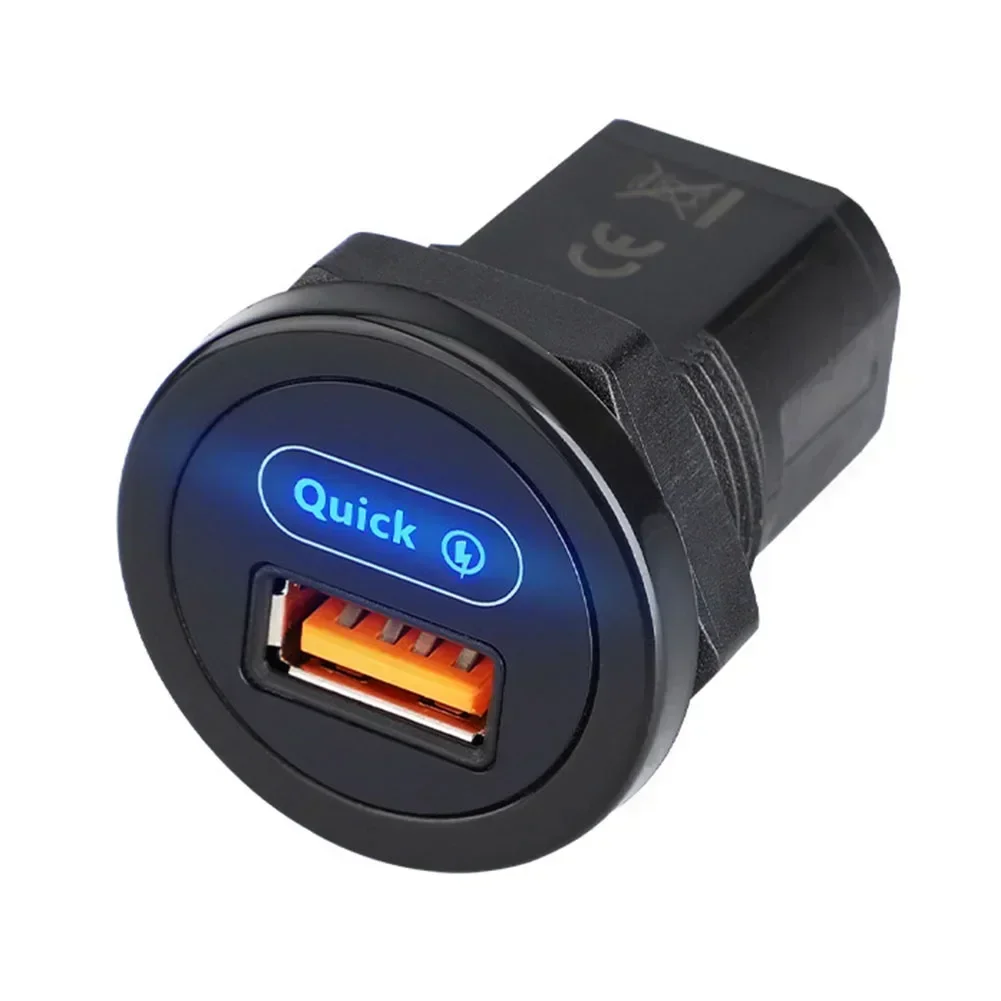 1pc 12V-24V Car Charging Socket 18W QC3.0 RV Bus USB Outlet Car Charger Adapter 39.4x32.5mm Intelligent Fast Charging Mode