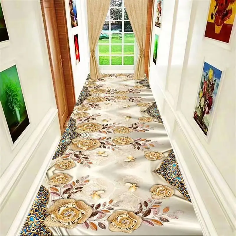 

Custom Made Long Hallway Carpets European Stairs Corridor Carpet Hotel Hallway Runner Carpet Area Rugs Non-slip Floor Mat