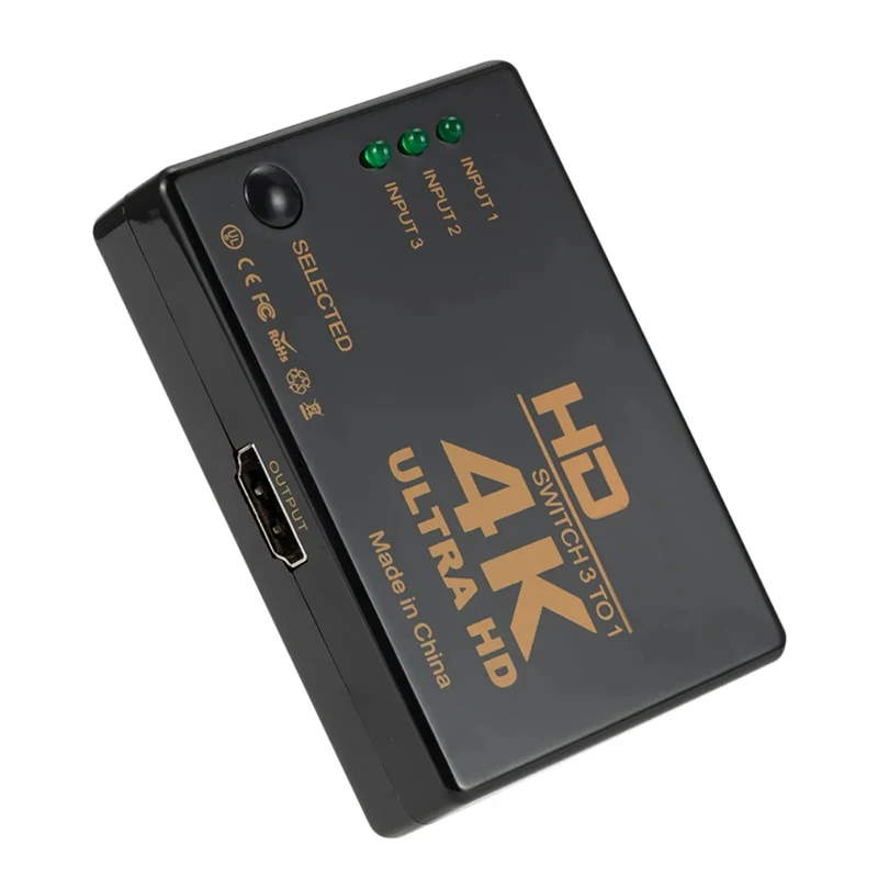3 In 1 Out HDMI-compatible Switch 4K Switcher Full HD 1080P Video Cable Splitter For TV Box HDTV PC 1x3 Hub Adapter Converter