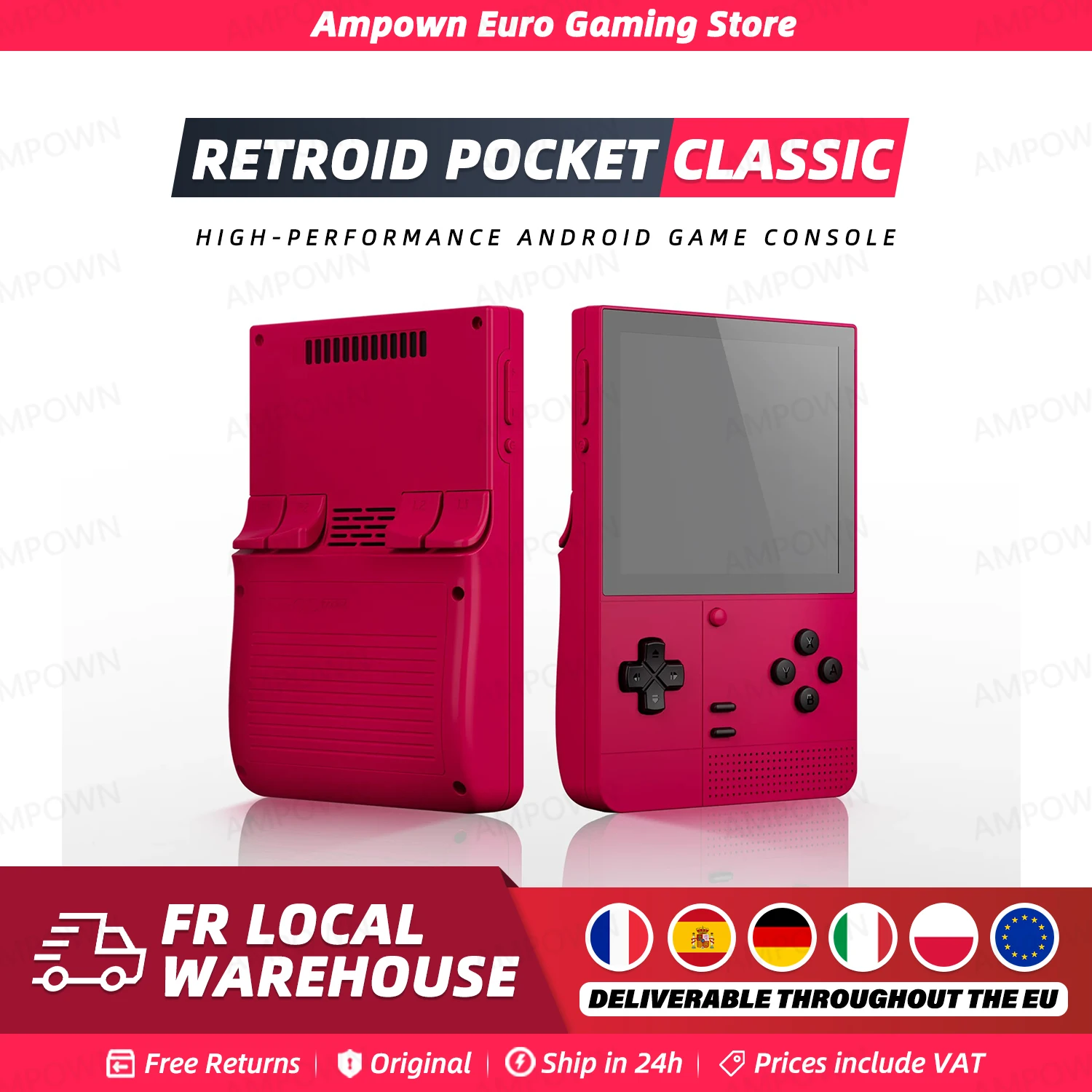 Console de jeu portable Retroid Pocket Classic, Snapdragon G1 Gen2, écran AMOLED 3,92'', Android 14, refroidissement actif, charge rapide, cadeau