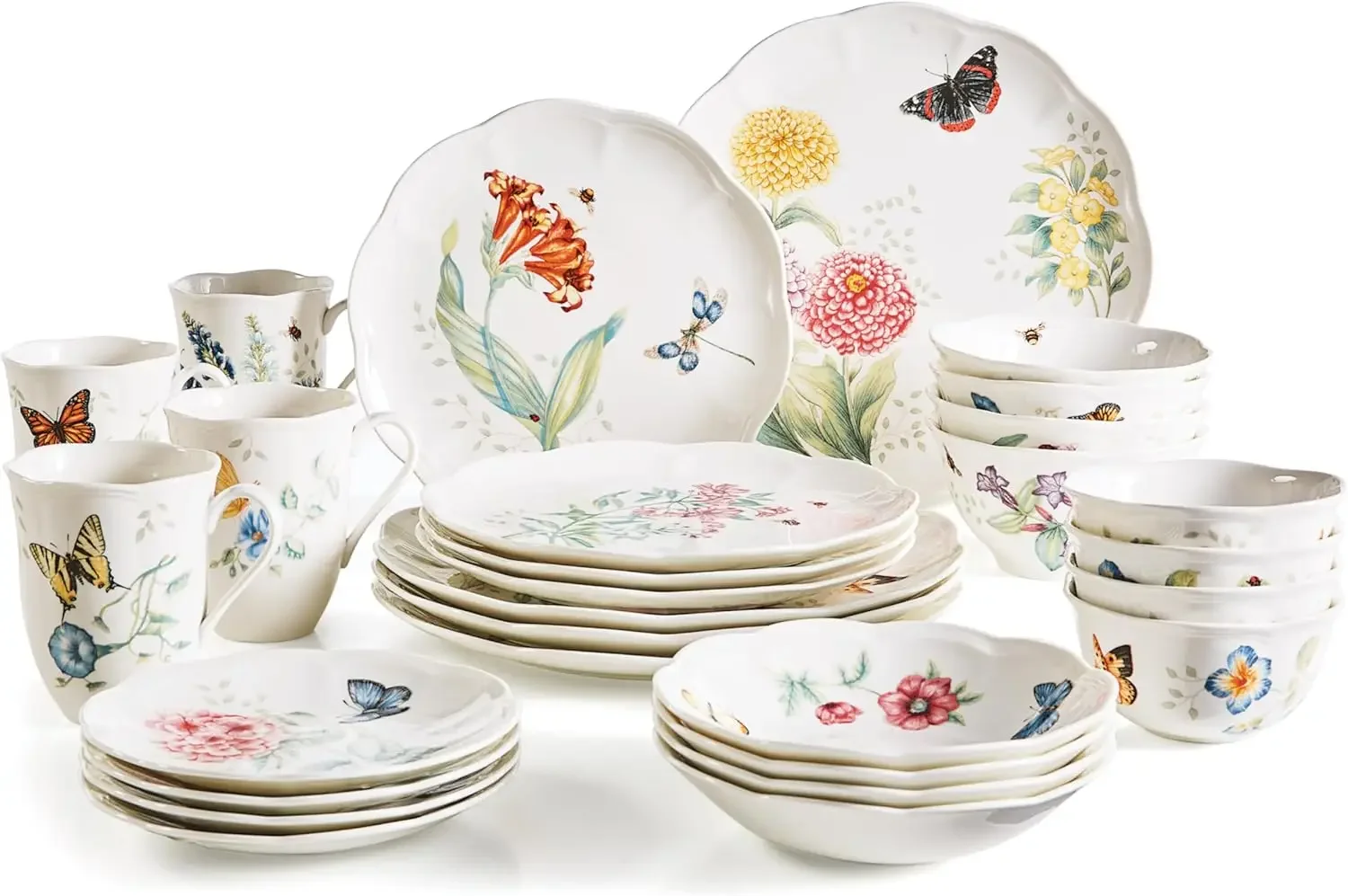 

865075 Butterfly Meadow 28-Piece Dinnerware Set, White