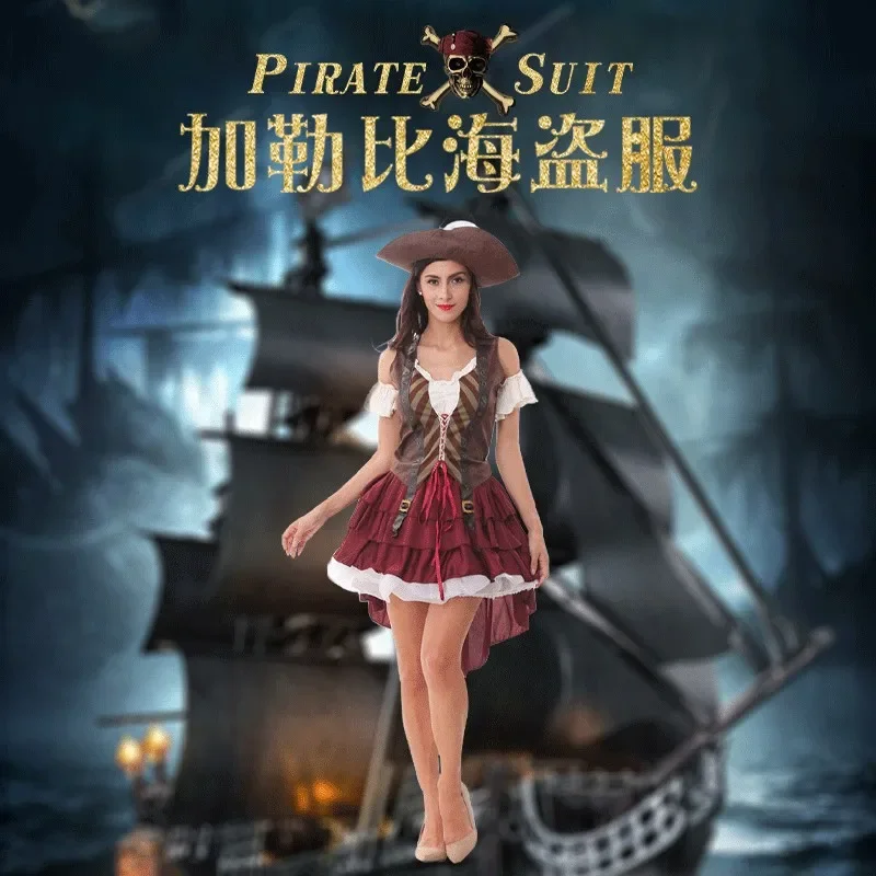2025 Sexy Pirate Costume Women Vintage Medieval Dress Cosplay Party Carnival Fancy Dress