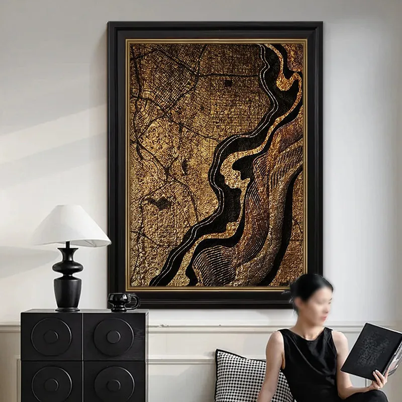 CX medieval style pure hand-painted oil painting abstract decorative painting living room entrance high-end hanging painting