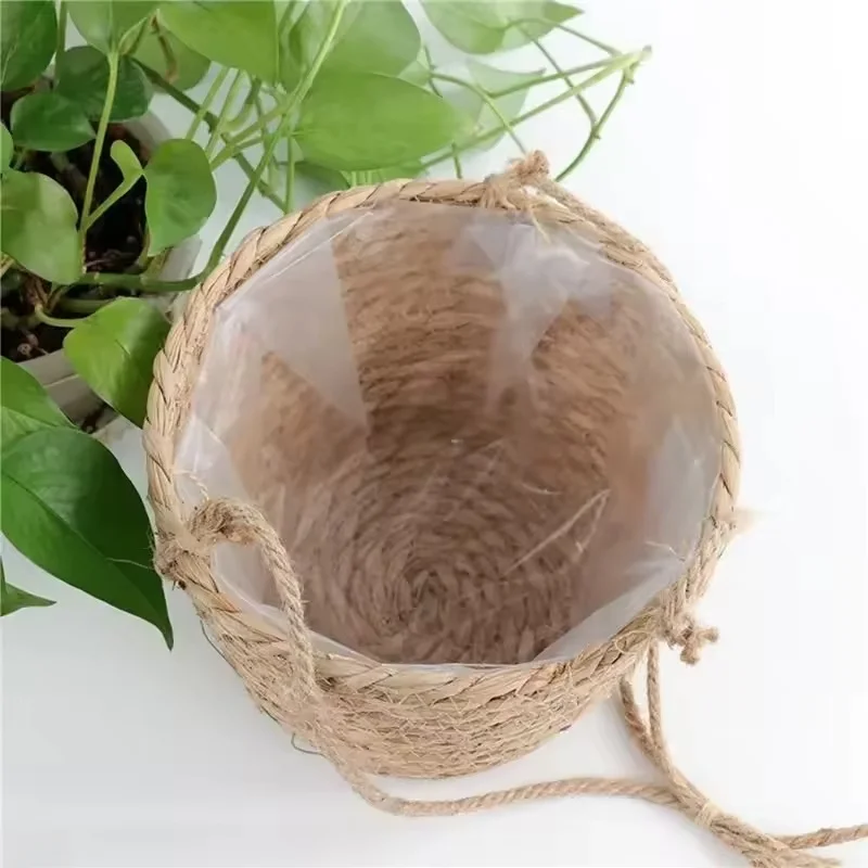 Jute-Seil Gewebte Hängende Pflanzgefäße | Garten-Pflanzenaufbewahrungskörbe | Pflanzenhänger für Innen- und Außenbereich | Kreative Wohndekor-Akzente – Detail 3