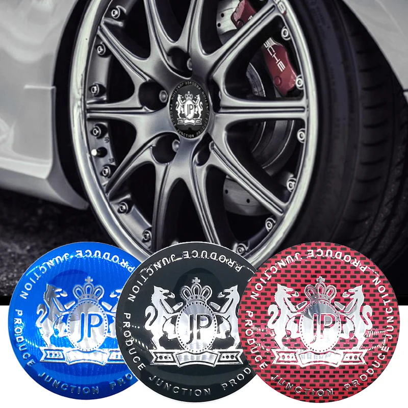 4pcs 56/60mm Car Emblem Wheel Center Hub Cap Decor Sticker Auto JP Junction Produce Logo Tire Hubcap Badge Decals Accessories