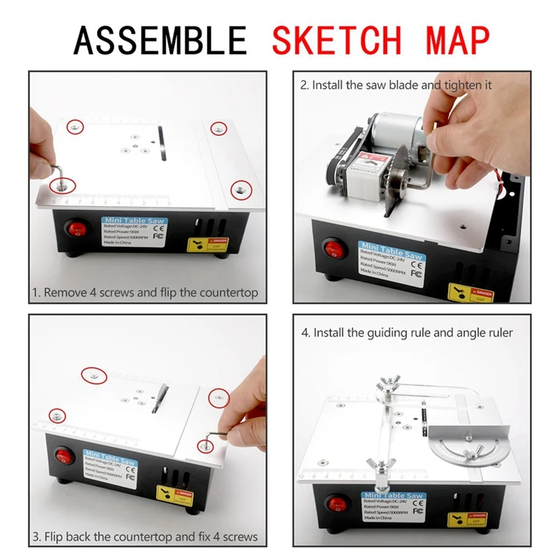 

ABDJ-Desktop Mini Table Saw Aluminum Alloy Mini Table Saw DIY Small Cutting Machine Woodworking Craft Cutting Tool US Plug