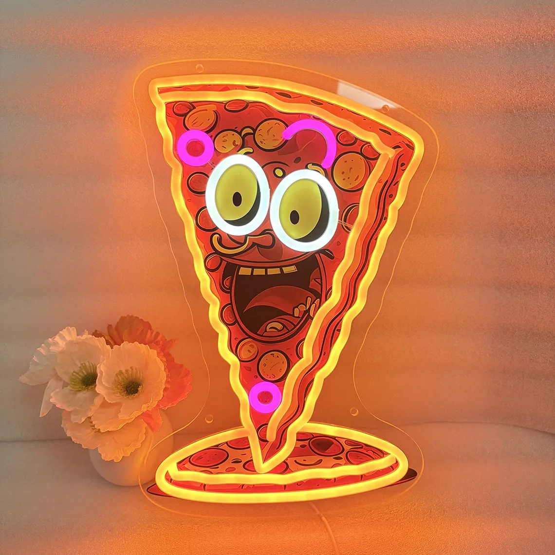 Insane Pizza Slice Neon Sign,Full Color Pizza Wall Art,Crazy Pizza Neon Sign,Fast Food Neon,Food Lover Gift,Business Neon Sign
