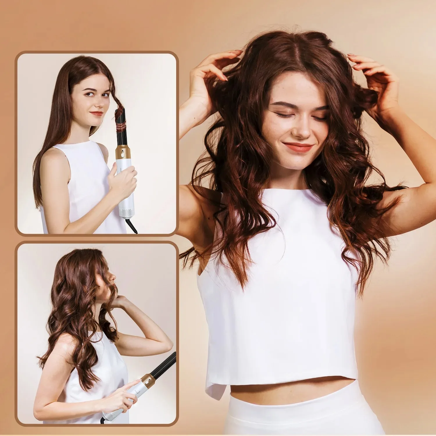 5IN1 Hot Air Brush Wrap Hair Dryer With Electric Curling Iron Hair Curler Dryers Curling Rollers Hair Straightener Styling Brush