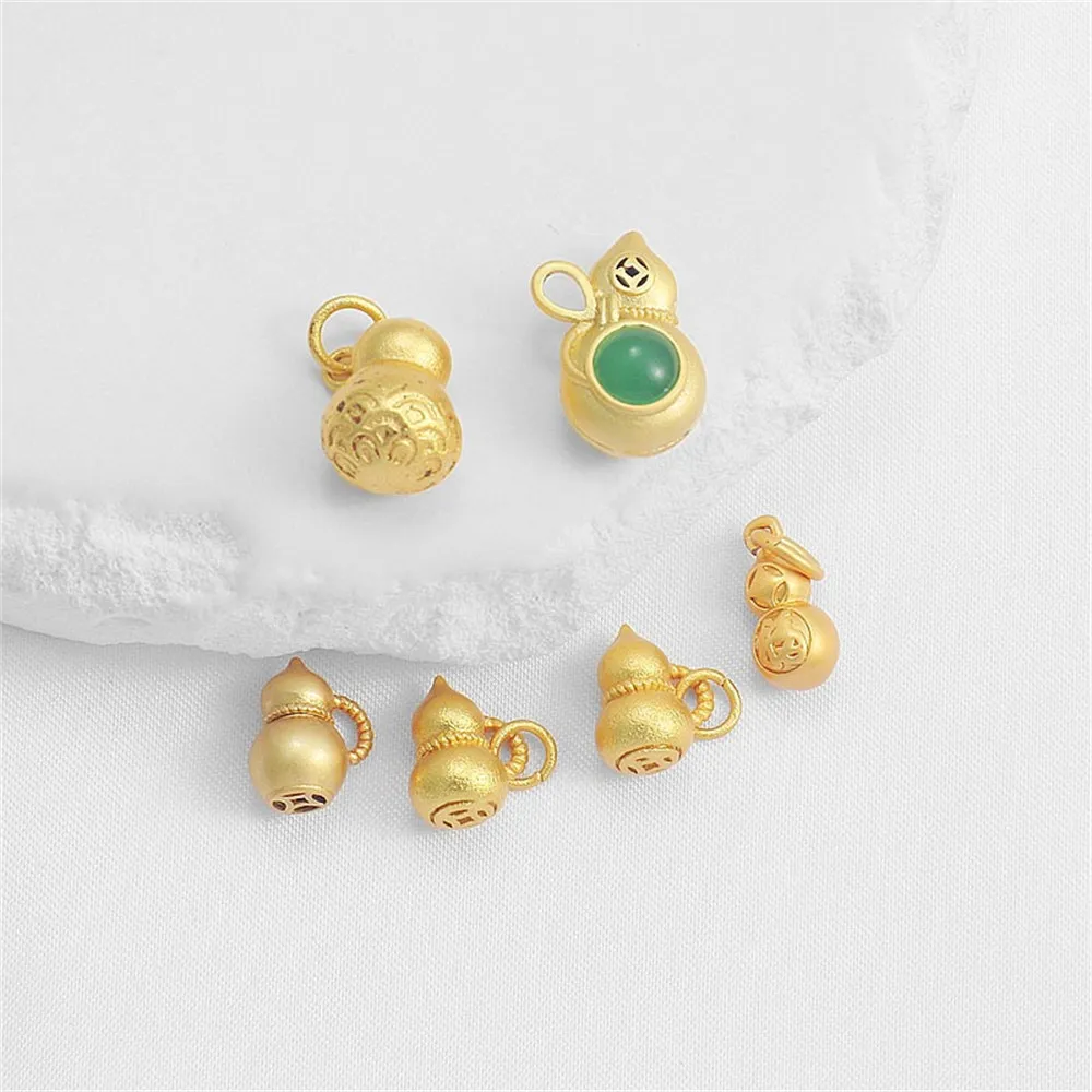 

18K Sand Gold Color Ancient Method Gourd Pendant Bracelet Necklace Diy Handmade Jewelry Accessories Charm Pendant Material