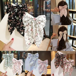 Bow Hair Clip Korea Fashion Style Big Bow Ribbon Hair Tie Small Fresh Floral Hairpin Bowknot Hair Duckbill Clip Accessories