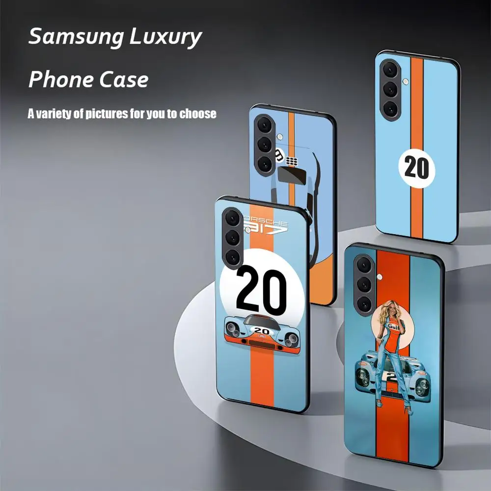 Supre Cool Car G-Gulf-Rac-ING Phone Case For Samsung Galaxy S25 S24 S23 S22 S21 S20 Plus Ultra Note20 Soft Black