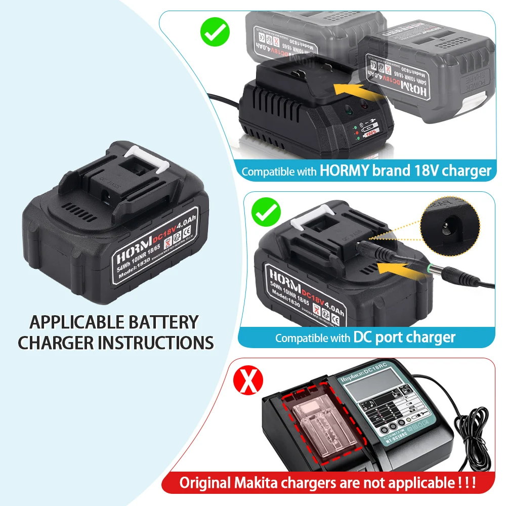 Rechargeable Lithium Battery Series 18V/21V Charger For Cordless Drill/Saw/Screwdriver/Wrench/Angle Grinder Brushless Power Tool
