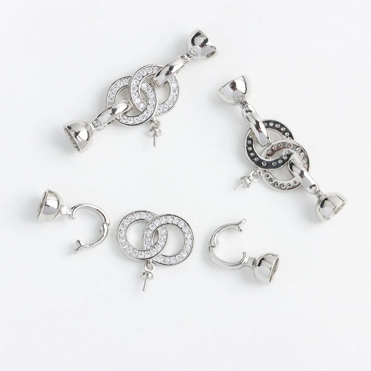 18K ทองคําแท้ชุบโอปอลแหวนคู่แขวนหัวปุ่ม,สร้อยคอสร้อยข้อมือ Ending BUCKLE DIY เครื่องประดับอุปกรณ์เสริม