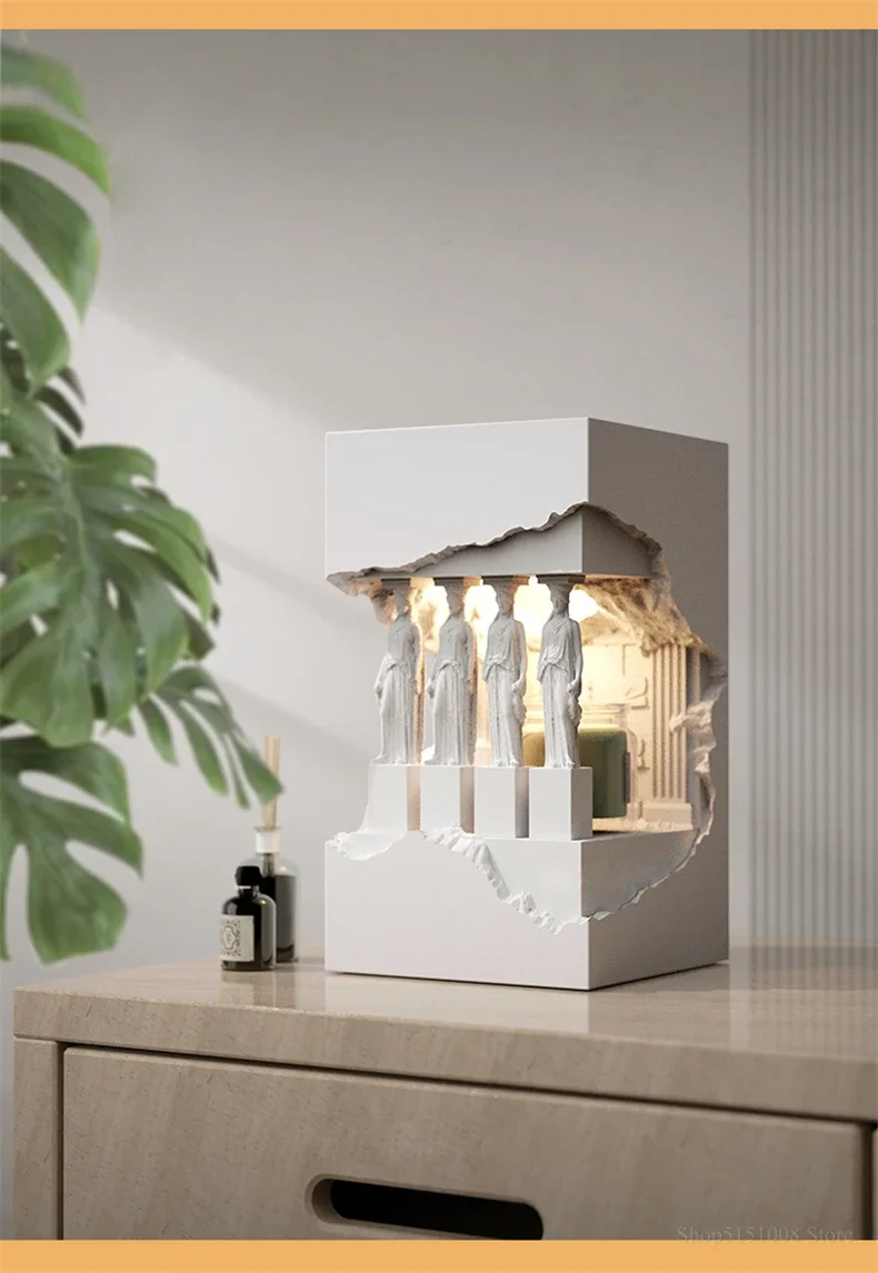 Parthenon Temple Sculpture Molten Wax Lamp Home Decoration Night Light LED Bedroom Candle Light YX789TB