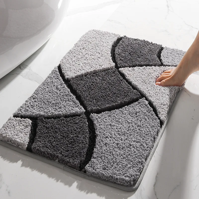 Super Soft Absorbent Fiber Bath Mat Thickened Tufted Bathroom Carpet Non-slip Wear-resistant Bathroom Floor Mat Bath Rug Doormat