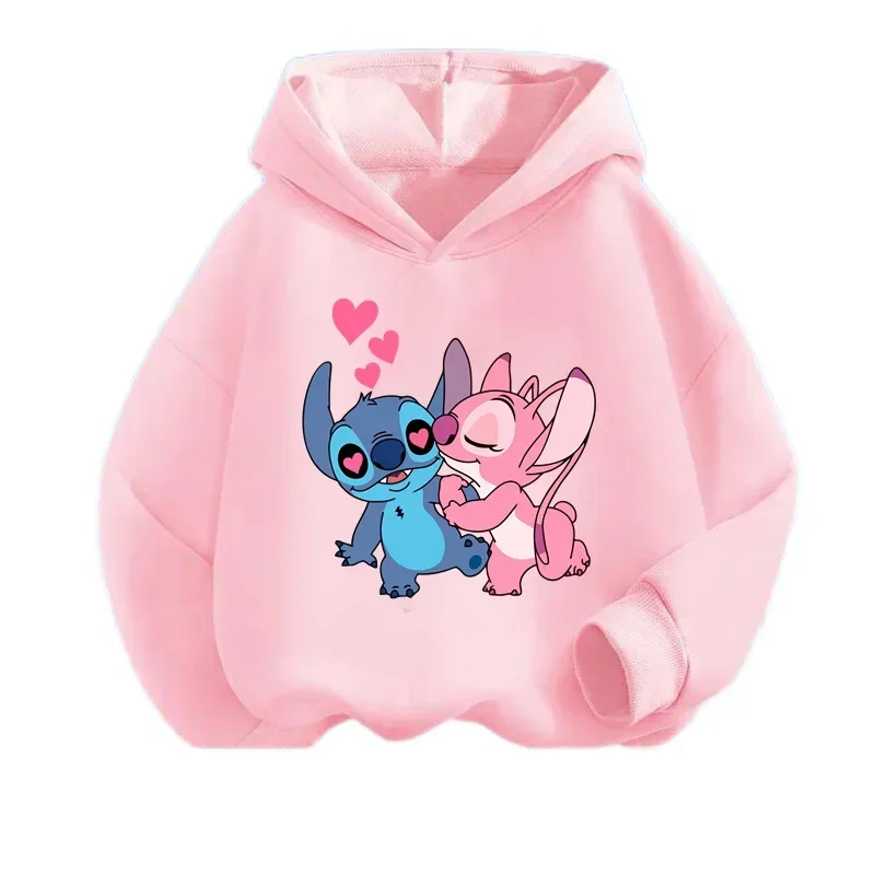 Hoodie Stitch baru Sweatshirt anak perempuan musim gugur dan musim dingin pullover Harajuku lengan panjang seri Disney Stich atasan bertudung kasual