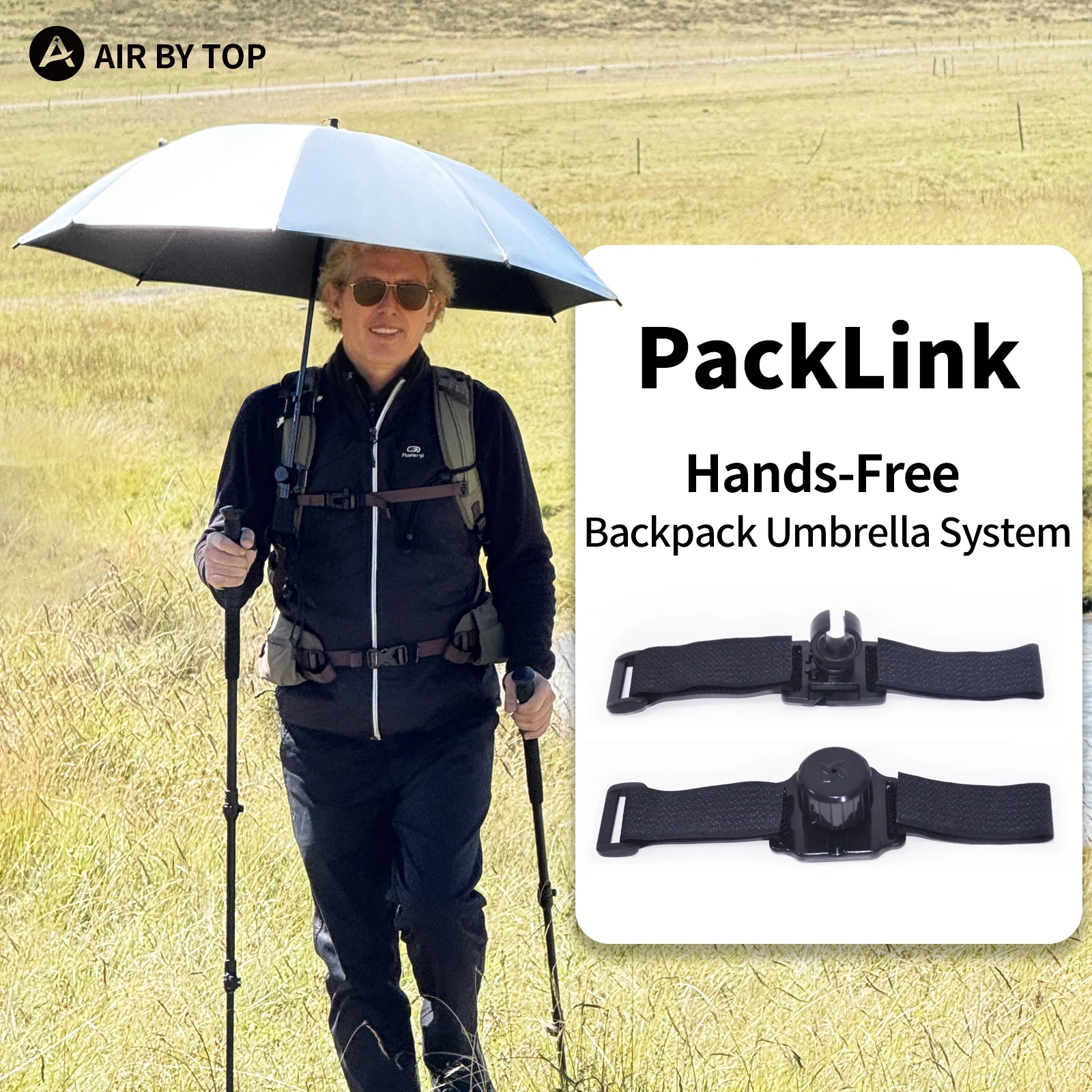 Clip para Paraguas de Mochila AIR BY TOP, Manos Libres, Ligero, para Senderismo al Aire Libre, Dispositivo Fijo para Sujetar Paraguas, para Facilitar el Trekking