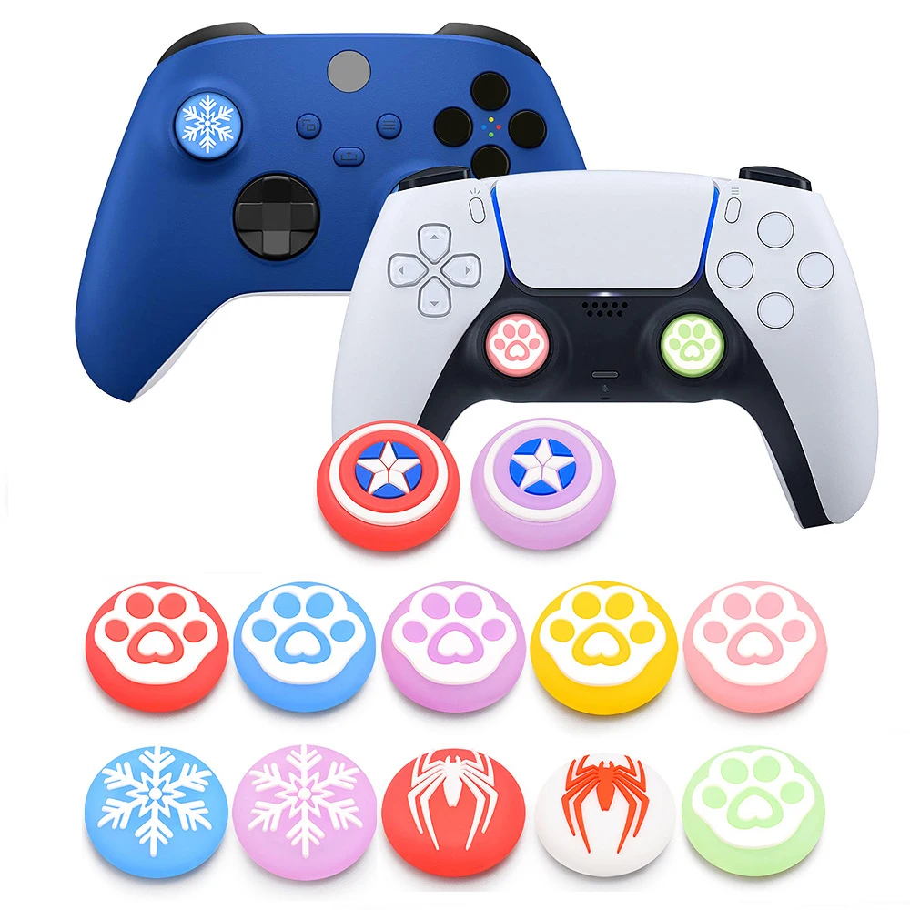 2pcs LuminousThumb Stick Grip Caps Compatible with PS5/PS4/Xbox One/Switch Pro Controller Joystick Protective Cover