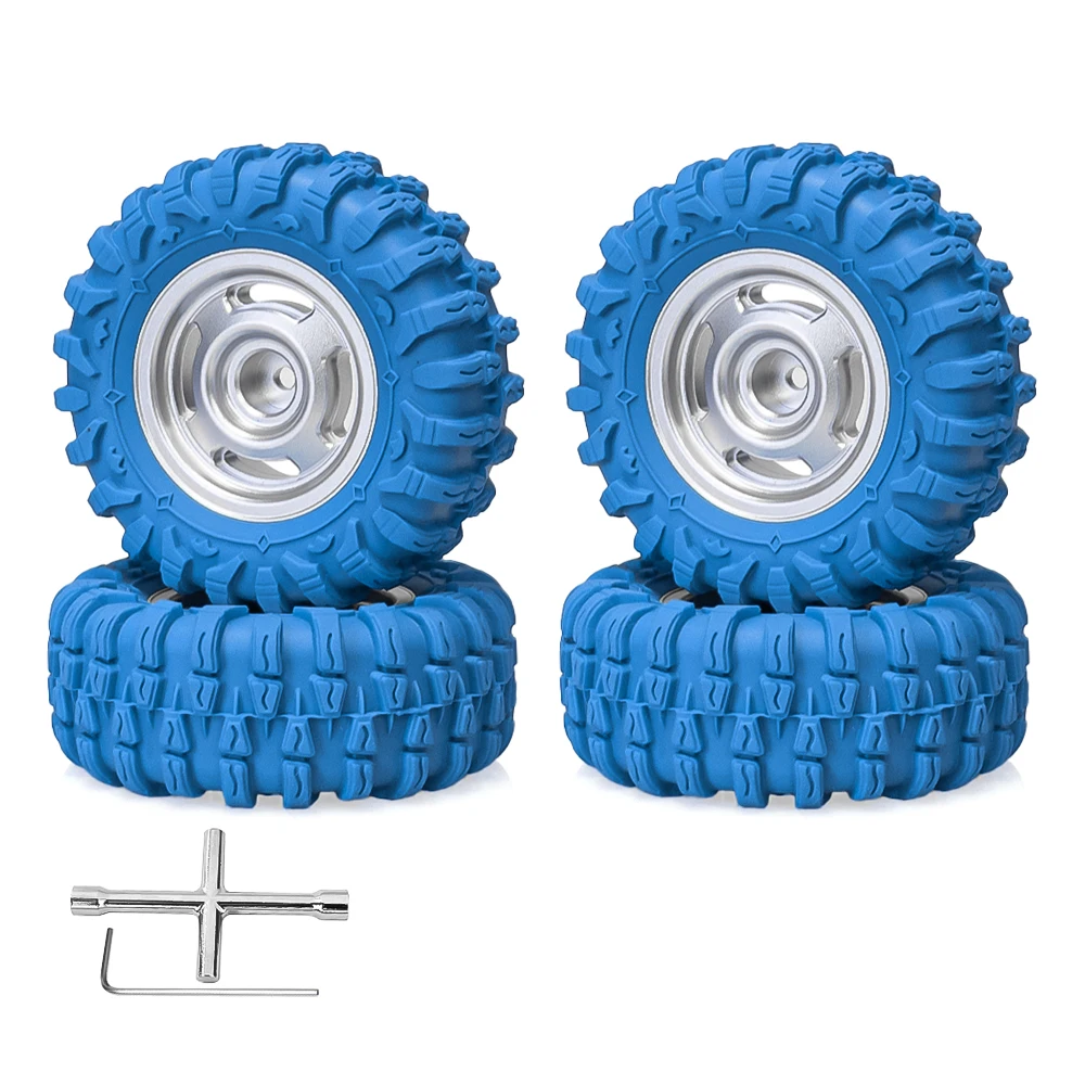 1.3 Beadlock Wheels and Crawler Tires 64mm * 26mm Mud Slingers Soft Sticky Tyres For 1/24 1/18 Crawler TRX4M SCX24 FCX24 FCX18